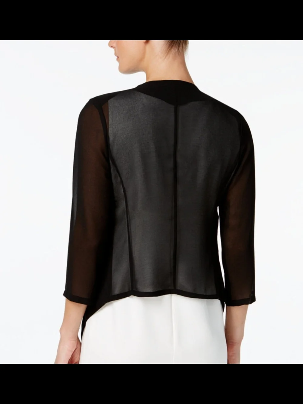 Calvin Klein Black Sheer Draped Illusion Cardigan